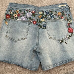 Pilcro and the Letterpress Floral Embroidered Denim Shorts